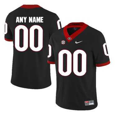 Mens Georgia Bulldogs Black Customized College Football Jersey